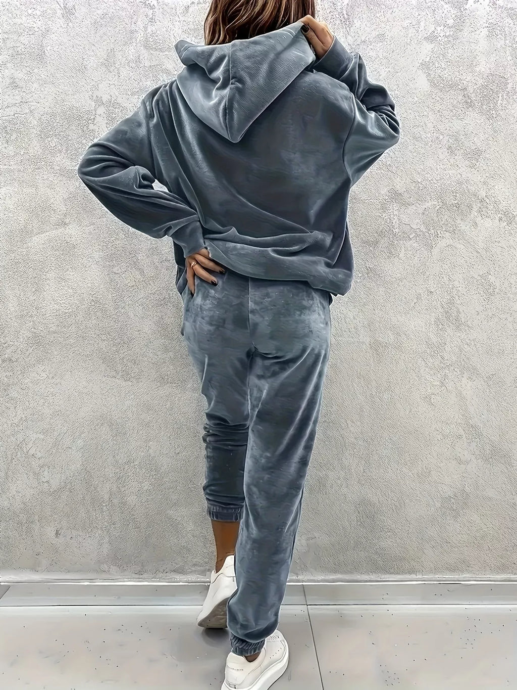 Velvet Long Sleeve Hoodie Pants Set (4)