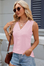 Eyelet V-neck Wide Strap Tank (15)