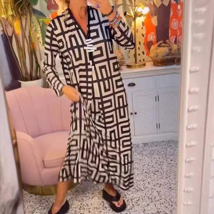 Printed V-neck Dress photo 12