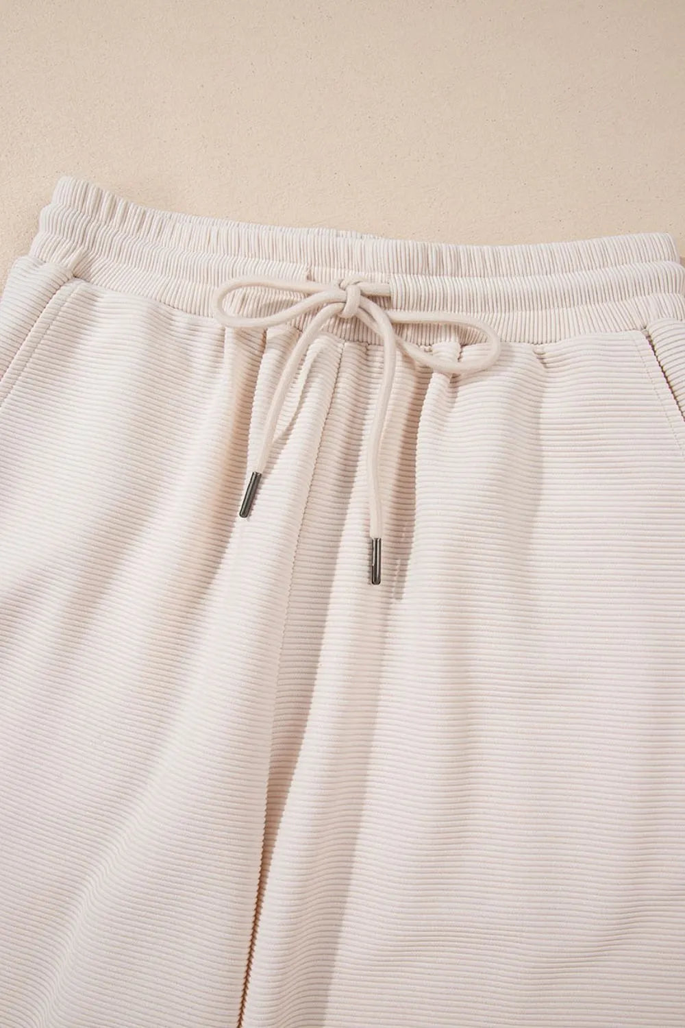 Textured Ruffled Sleeve Zipped Top Wide Leg Pants Set (11)