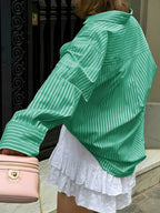Oversized Striped Button-down Shirt (14)