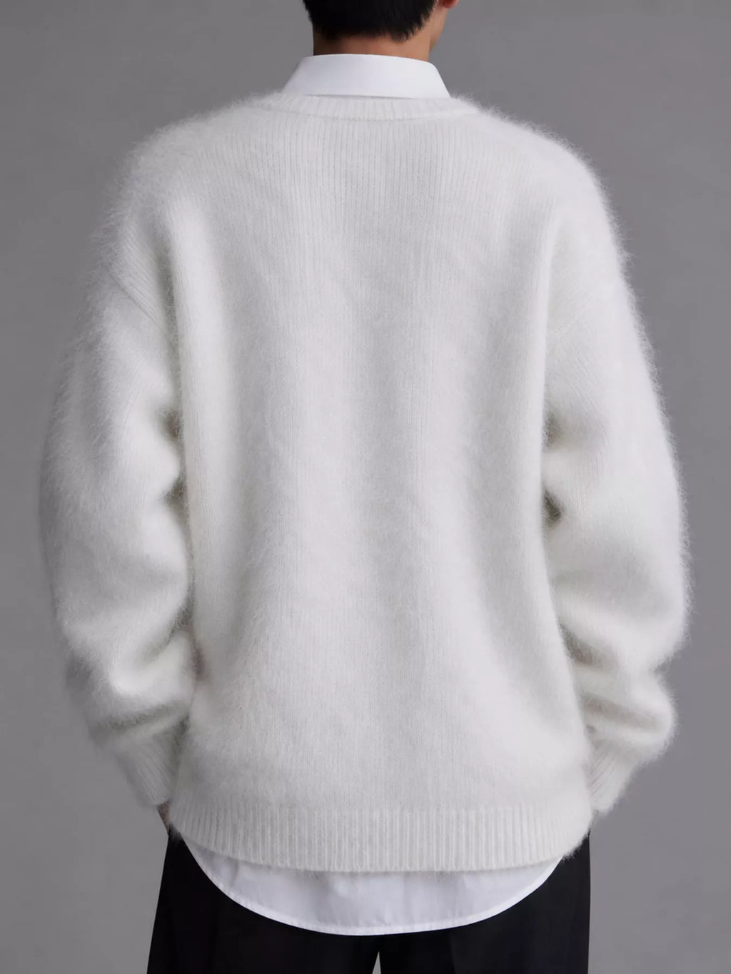 Fuzzy V-neck Button-down Cardigan (11)