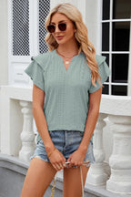Eyelet Notched Short Sleeve T-shirt (22)