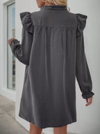 Ruffled Notched Long Sleeve Dress (10)