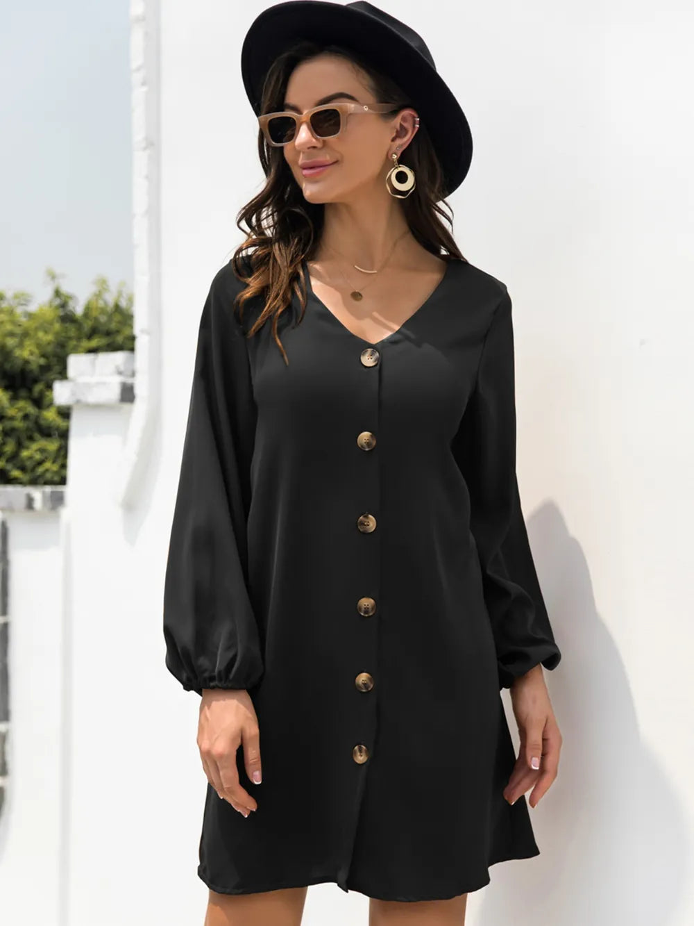 V-neck Long Sleeve Mini Dress (9)
