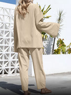 Open-front Cardigan Wide Leg Pants Set (13)