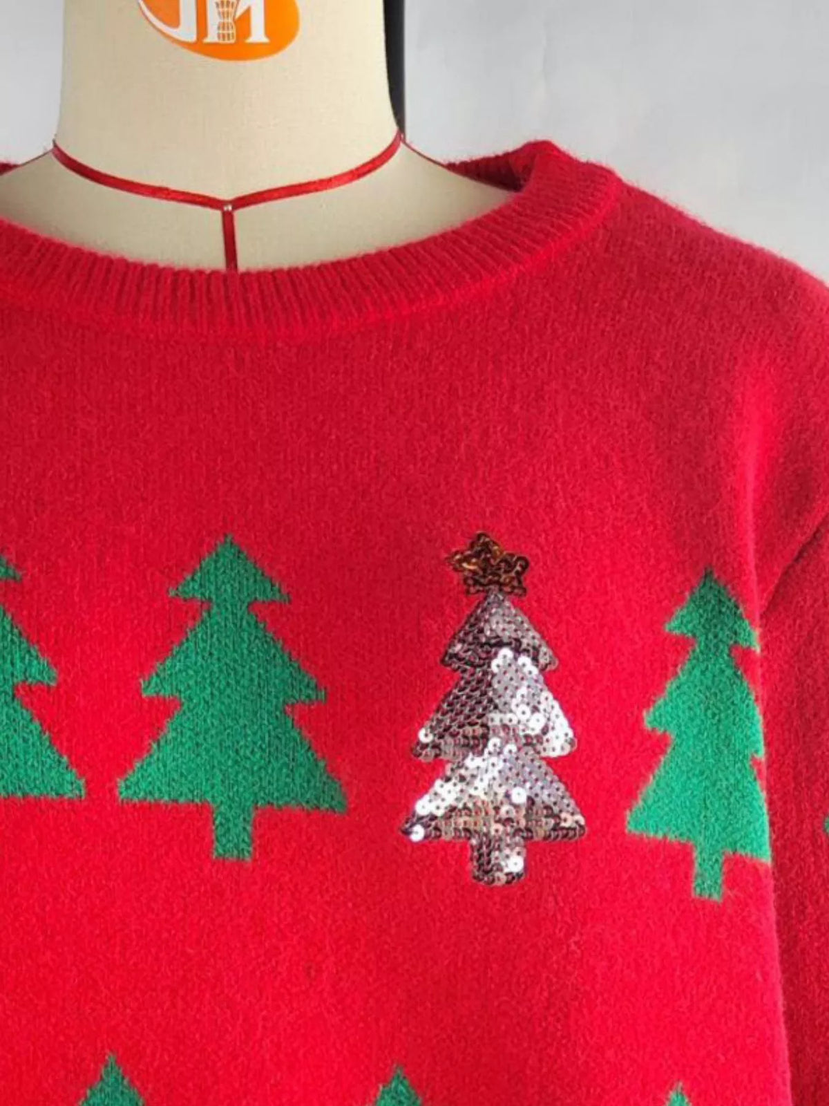 Christmas Tree Pattern Long Sleeve Sweater (2)