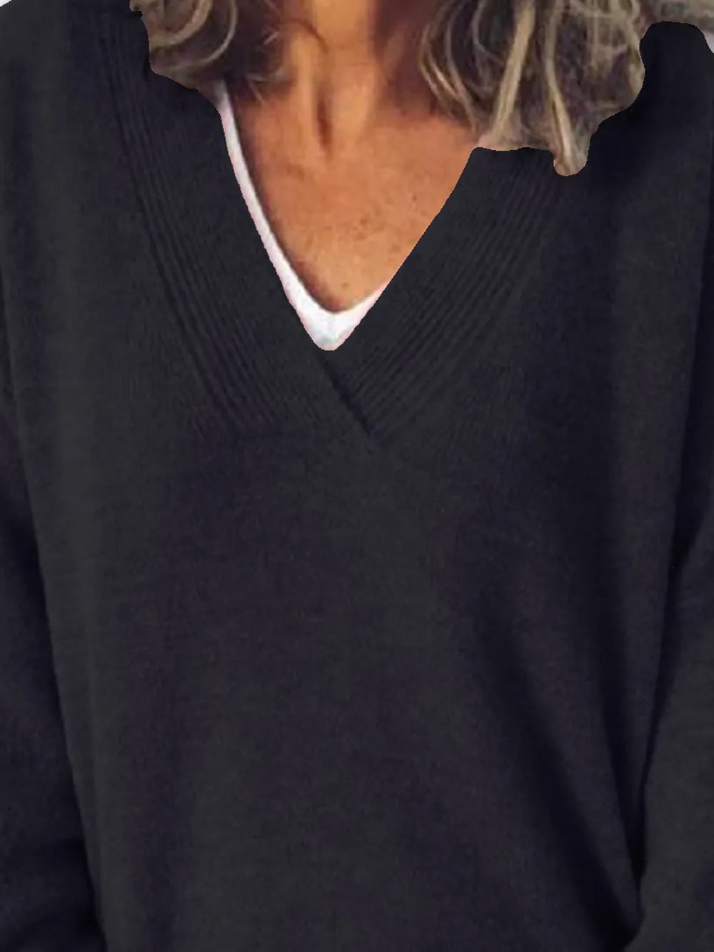 V-neck Dropped Shoulder Sweater (5)