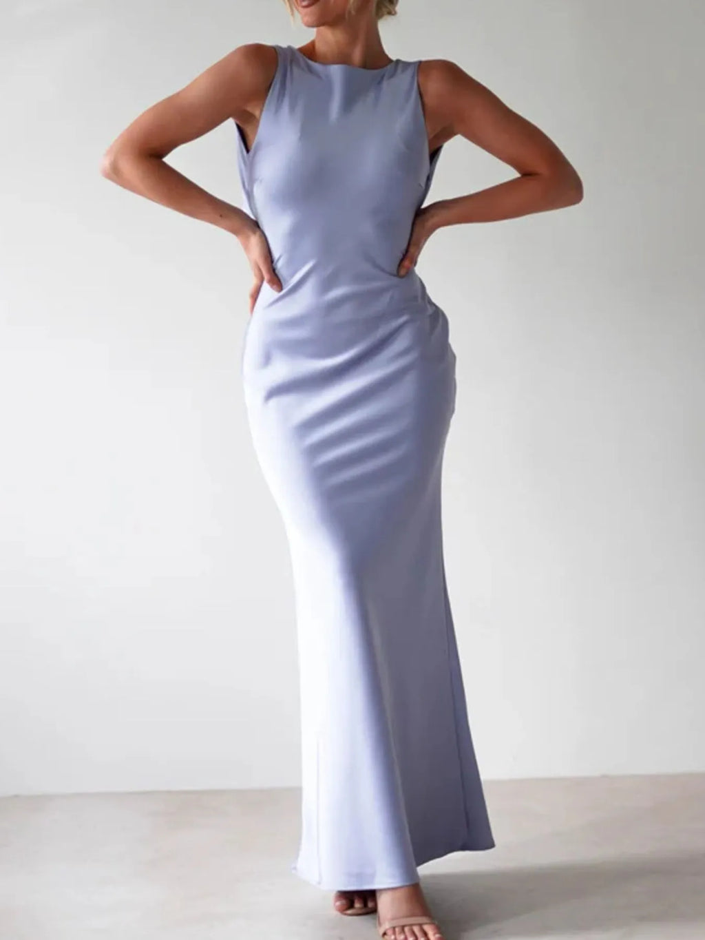 Satin Sleeveless Maxi Dress (5)