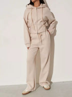 Zip-up Hoodie Wide-leg Pants Set (6)