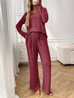 Ribbed Long Sleeve Top Pants Lounge Set (18)