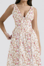 Floral V-neck Sleeveless Midi Dress Pockets (7)
