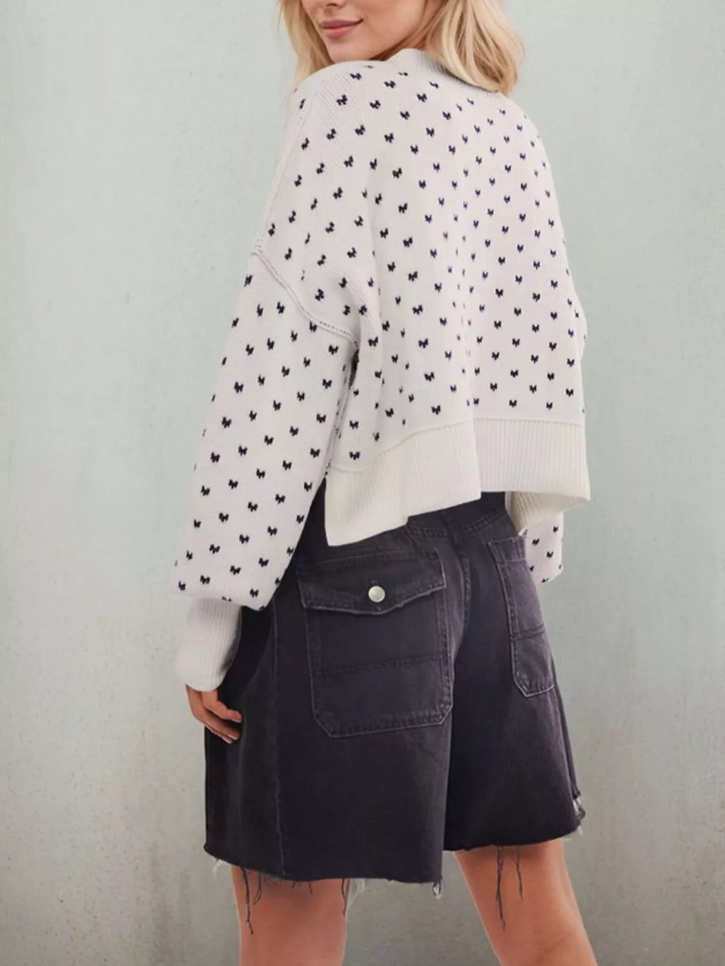 Ribbed Trim Dropped Shoulder Sweater (7)