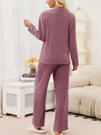 Ribbed Knit Top Wide-leg Pants Set (22)