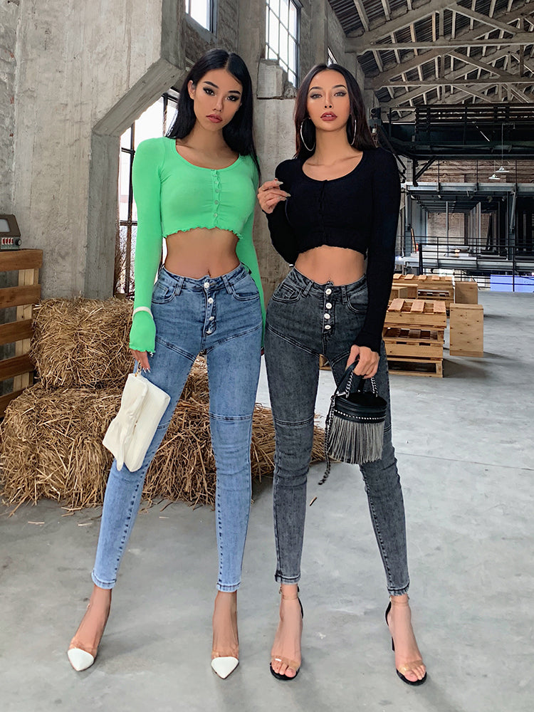 Jeans High Waist Hip Buttocks Pencil Pants photo 4
