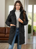 Long Sleeve Longline Hooded Winter Coat Pockets