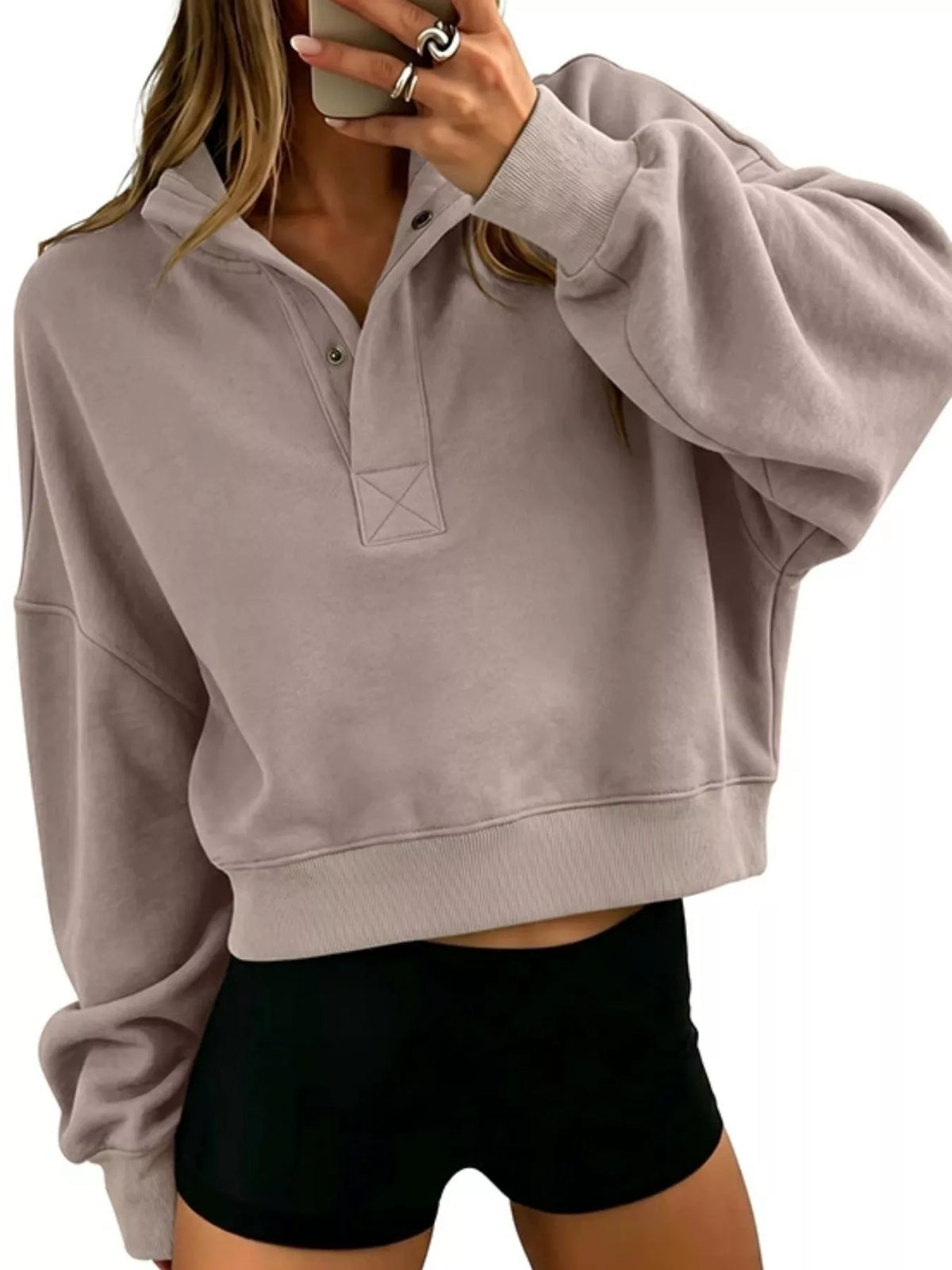 Half Snap Dropped Shoulder Sweatshirt (12)