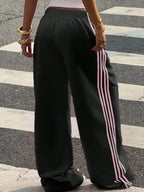 High-waisted Wide-leg Track Pants Side Stripes (23)