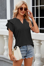 Eyelet Notched Short Sleeve T-shirt (19)