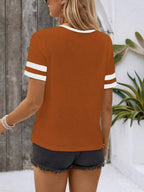 Striped Short Sleeve Half Zip Top (9)
