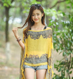 Chiffon Scarf Beachwear Poncho Tunic Shawl variant CJNSWTQB00056-Yellow