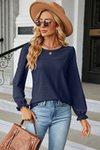 Round Neck Flounce Sleeve Blouse (4)