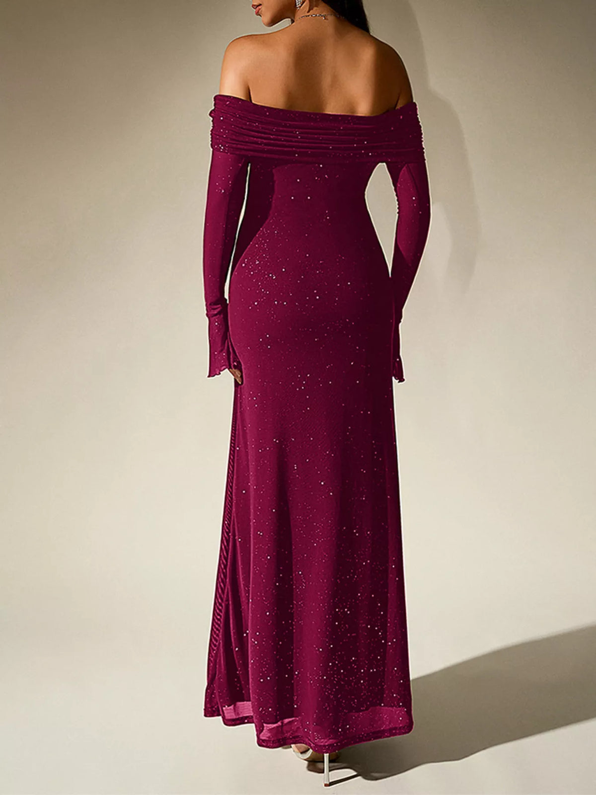 Glitter Off-shoulder Maxi Dress (27)