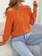 Cold Shoulder Cable Knit Sweater