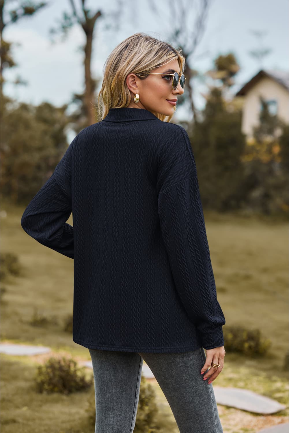 Collared Neck Long Sleeve Blouse (2)