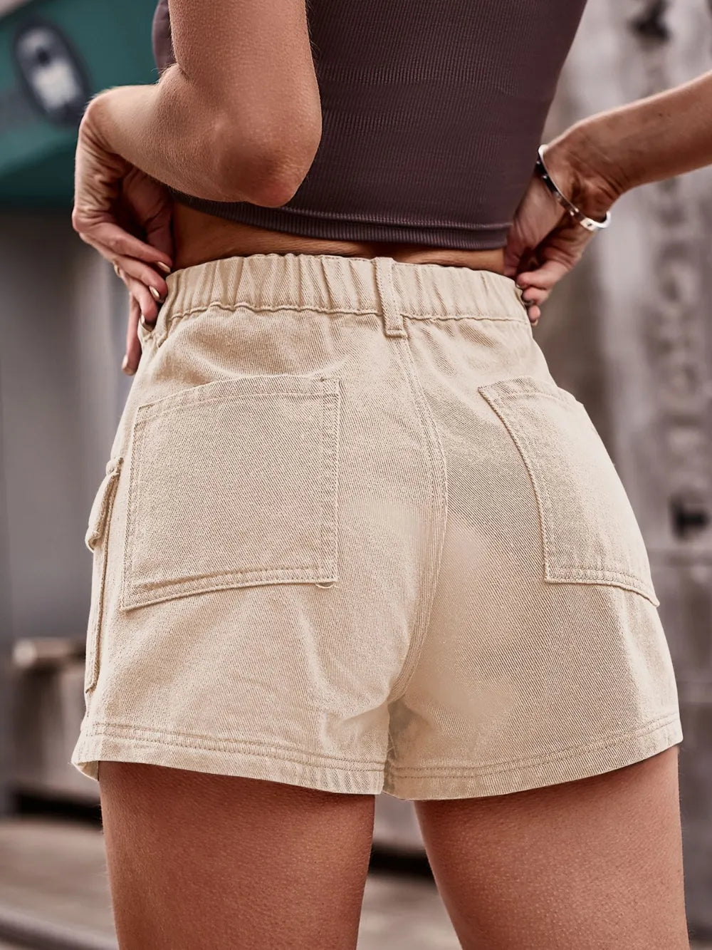 High Waist Denim Shorts Pockets (9)