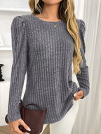 Round Neck Puff Sleeve T-shirt (22)