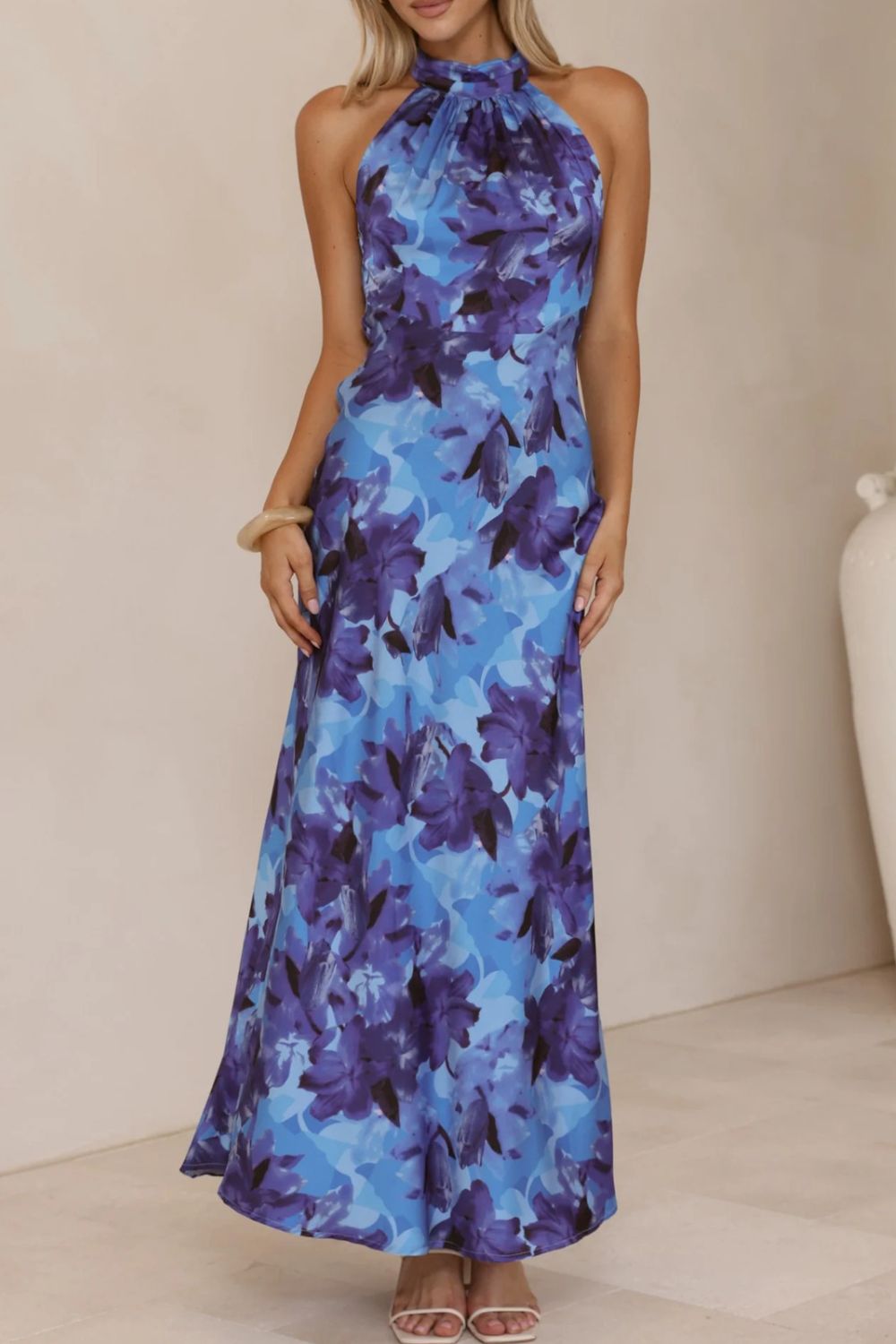 Floral Print Halter Neck Maxi Dress (25)