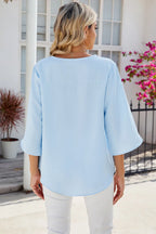 V-neck Three-quarter Sleeve Top (15)