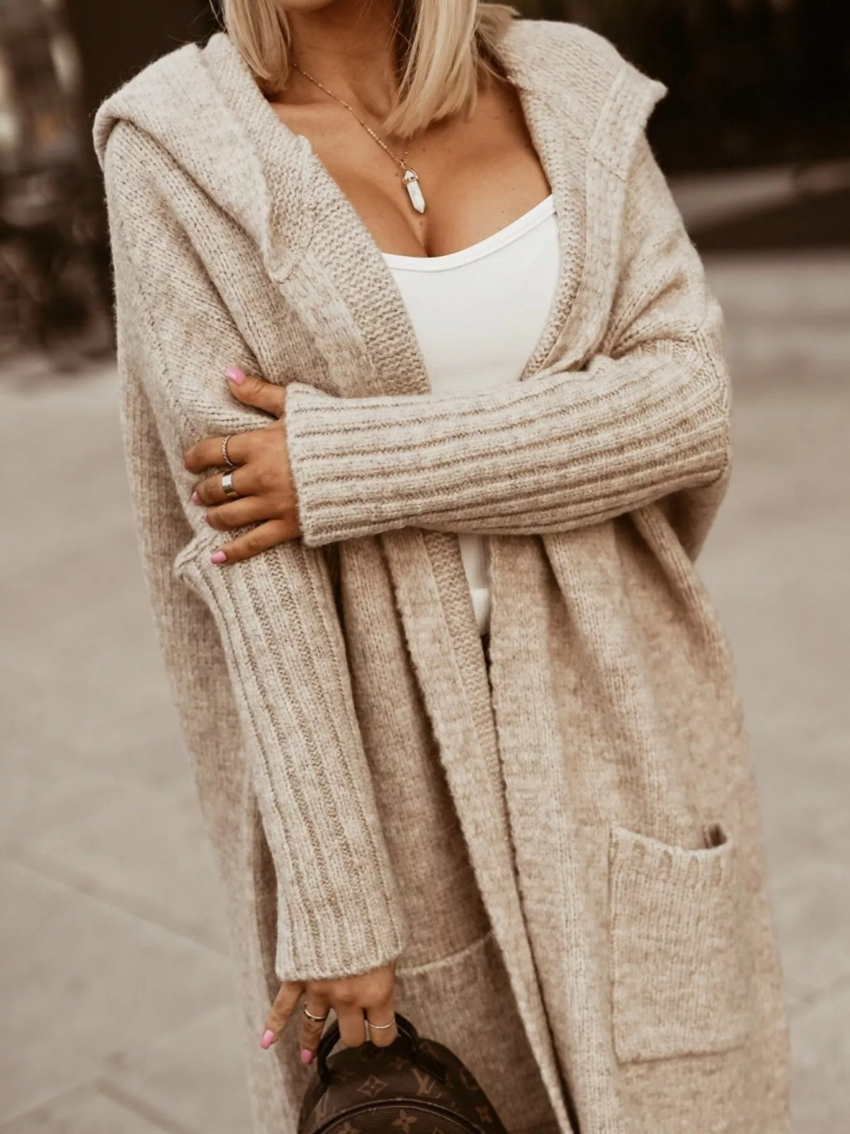 Full Size Hooded Knit Open Front Cardigan Plus (17)