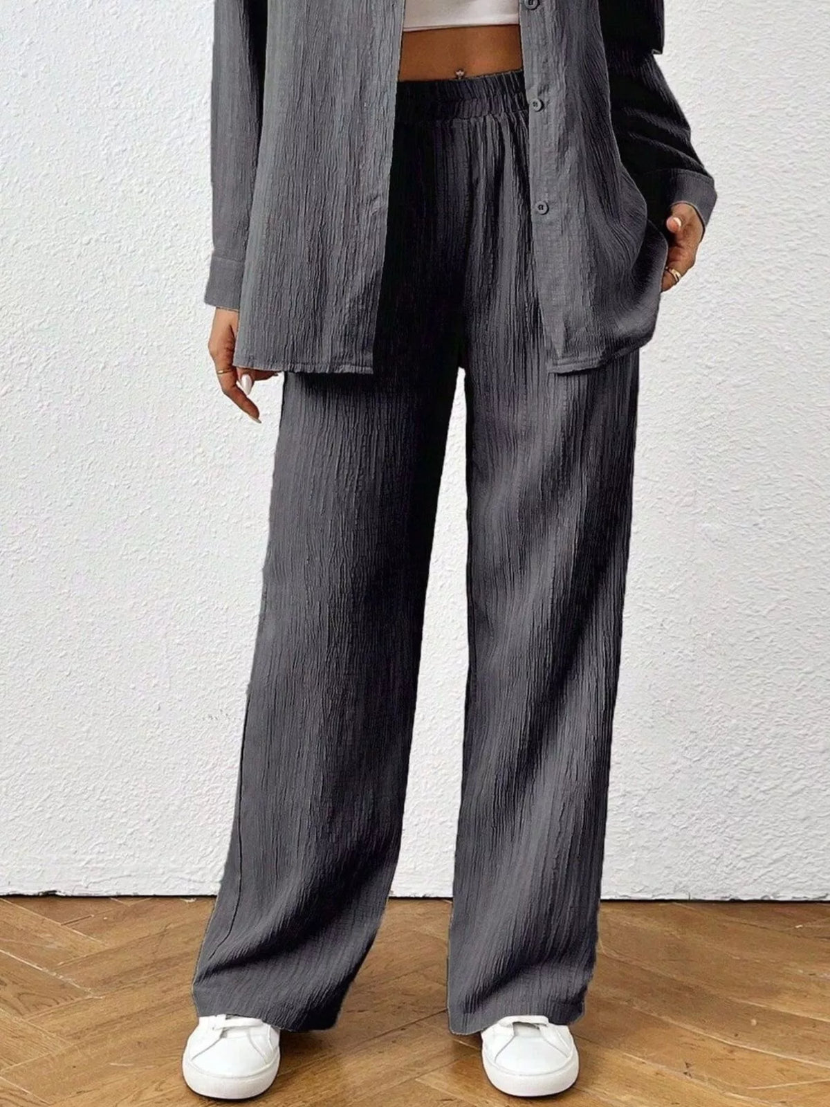 Button Up Long Sleeve Shirt Pants Set (6)