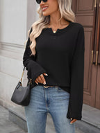 Striped Notched Long Sleeve T-shirt (19)