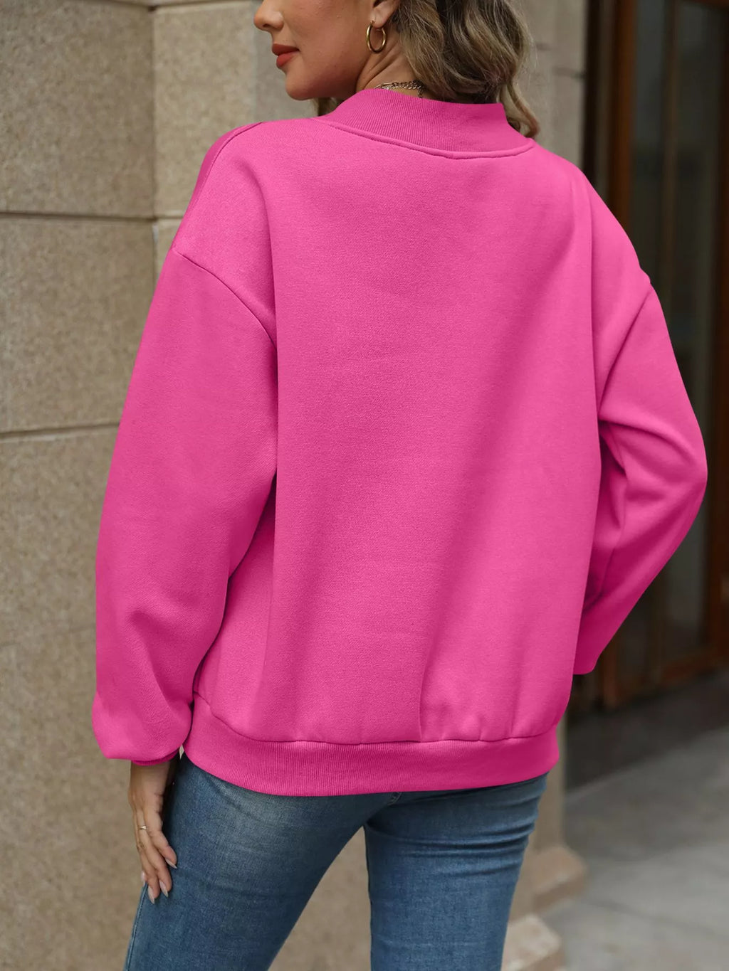 V-neck Solid Color Casual Sweatshirt (5)