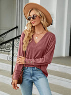 V-neck Long Sleeve T-shirt (19)