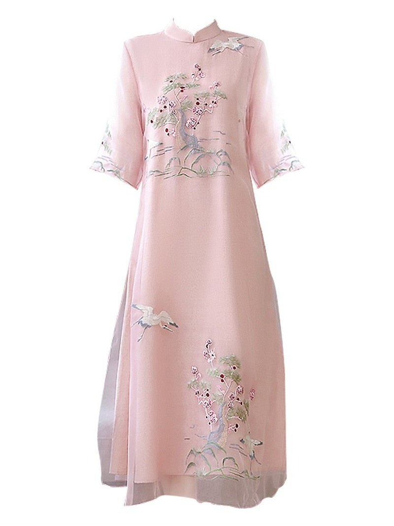 Cheongsam Dress Improved Hanfu Ethnic Embroidery photo 1