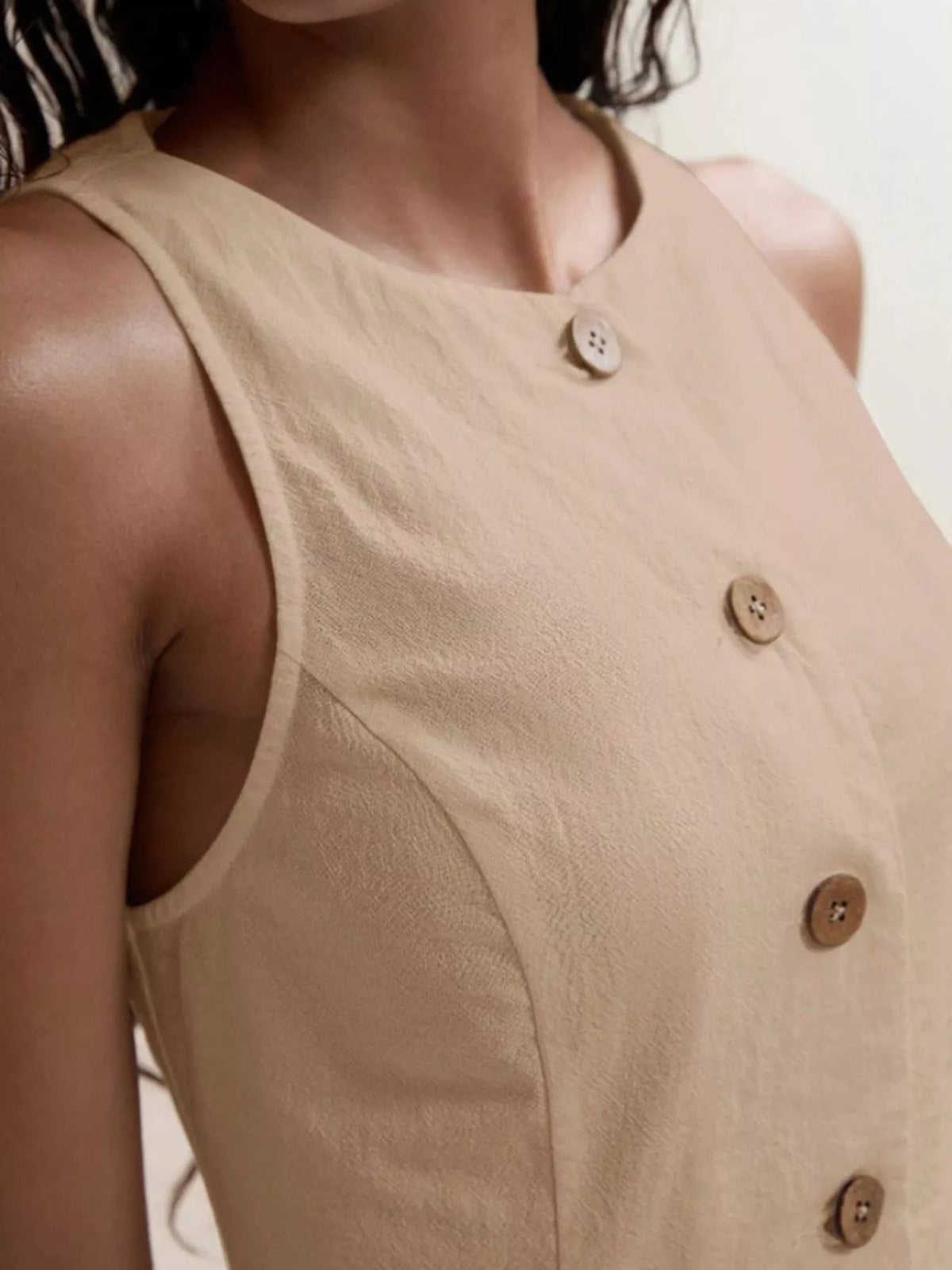 Button-down Sleeveless Top Shorts Set (8)