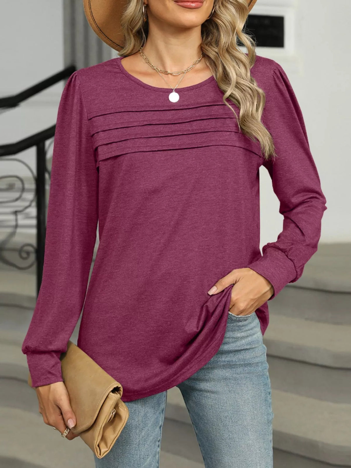 Long Sleeve Round Neck T-shirt (11)