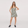 Mint Green Loose Pu Leather Mini Dress variant CJLY139021401AZ|CJLY139021402BY|CJLY139021403CX|CJLY139021404DW|CJLY139021405EV