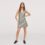Mint Green Loose Pu Leather Mini Dress variant CJLY139021401AZ|CJLY139021402BY|CJLY139021403CX|CJLY139021404DW|CJLY139021405EV