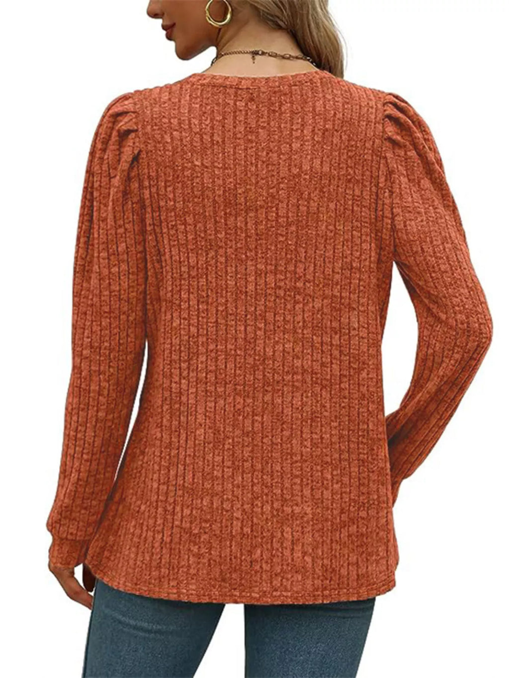 Ribbed Knit Top Puff Sleeves (8)