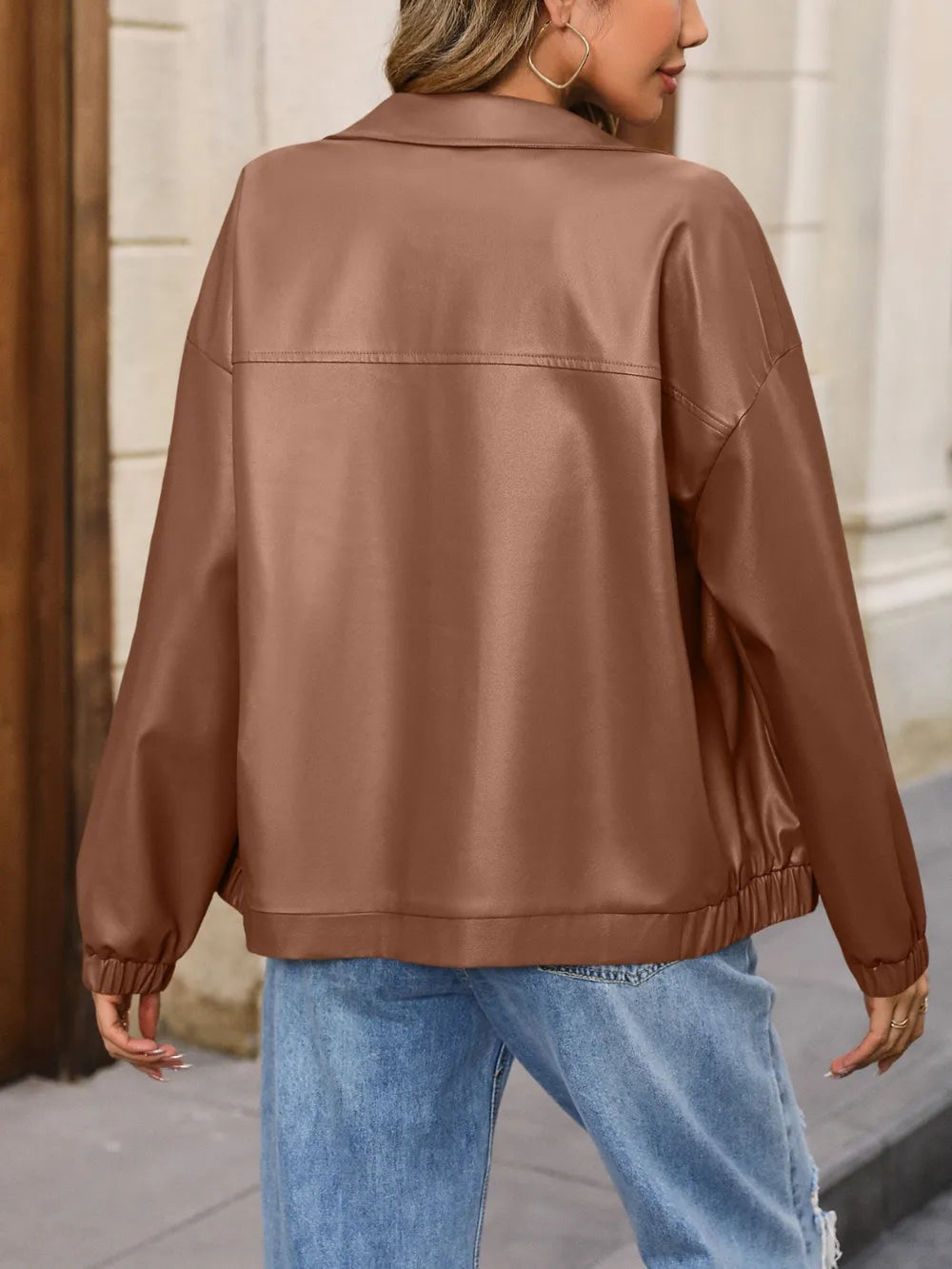 Zip Up Dropped Shoulder Jacket (2)