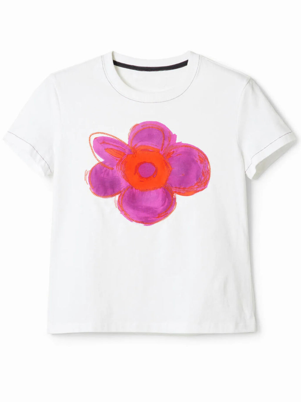 Flower Graphic Round Neck T-shirt (2)