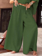 Full Size Boat Neck Top Wide Leg Pants Set Plus (18)
