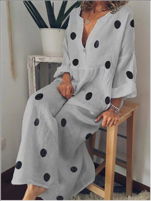 Maxi Dress Bohemian Print variant CJNSSYLY04777-Grey-M|CJNSSYLY04777-Grey-5XL|CJNSSYLY04777-Grey-4XL|CJNSSYLY04777-Grey-XL|CJNSSYLY04777-Grey-L|CJNSSYLY04777-Grey-S|CJNSSYLY04777-Grey-3XL|CJNSSYLY04777-Grey-XXL