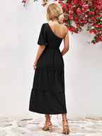 Smocked One-shoulder Midi Dress (12)