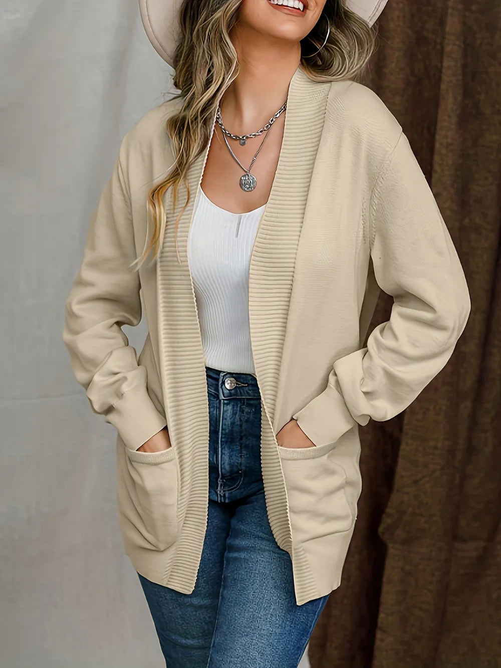 Open Front Long Sleeve Sweater Cardigan (4)